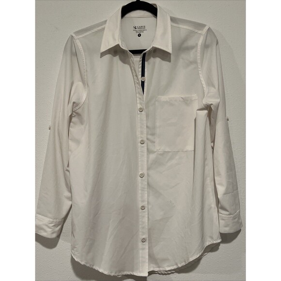 Carve Designs Top Small White Long Sleeve Button Front Oversized Swim Coverup‎ - Picture 1 of 16